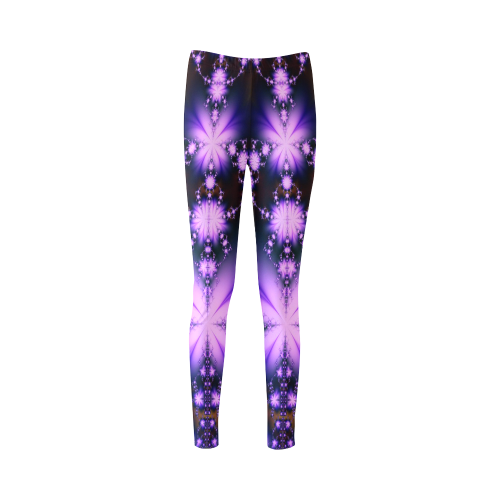 Lavender Fractal Flowers Cassandra Women's Leggings (Model L01)