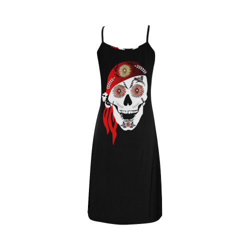 Funny sugar skull Alcestis Slip Dress (Model D05)