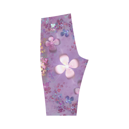 Modern abstract fractal colorful flower power Hestia Cropped Leggings (Model L03)