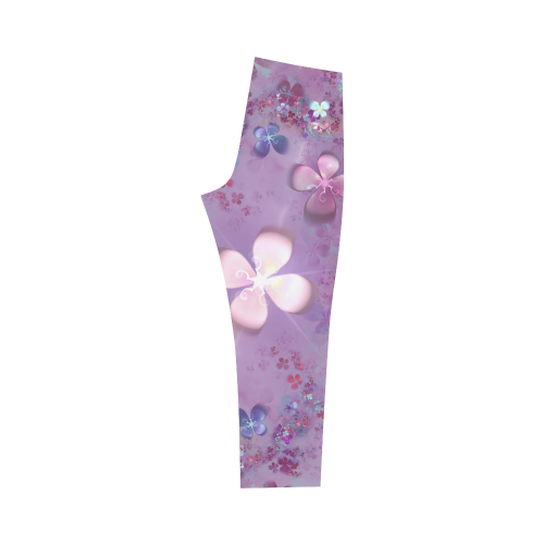 Modern abstract fractal colorful flower power Capri Legging (Model L02)