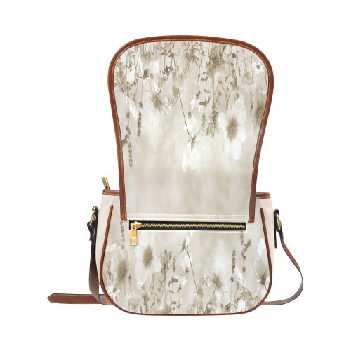 Beige Shaded Wildflowers Saddle Bag/Large (Model 1649)