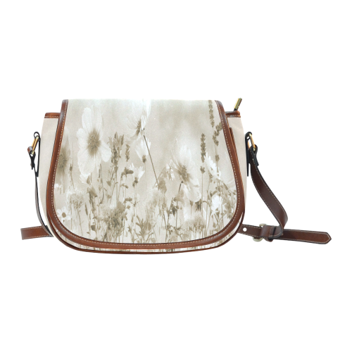 Beige Shaded Wildflowers Saddle Bag/Large (Model 1649)