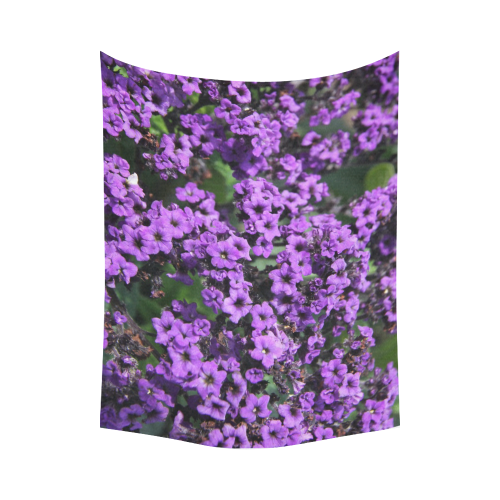 Purple Flowers Cotton Linen Wall Tapestry 80"x 60"