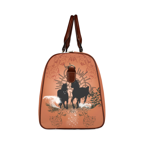 Black horses silhouette Waterproof Travel Bag/Large (Model 1639)