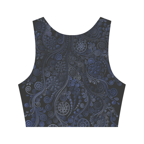 Ornamental Blue on Gray Women's Crop Top (Model T42)