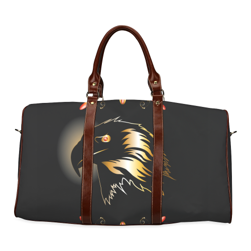 Eagle in gold and black Waterproof Travel Bag/Large (Model 1639)