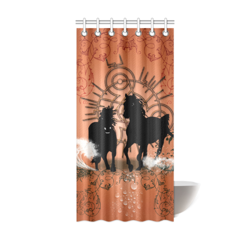 Black horses silhouette Shower Curtain 36"x72"