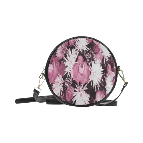 Pink Flowered Bouquet Round Sling Bag (Model 1647)