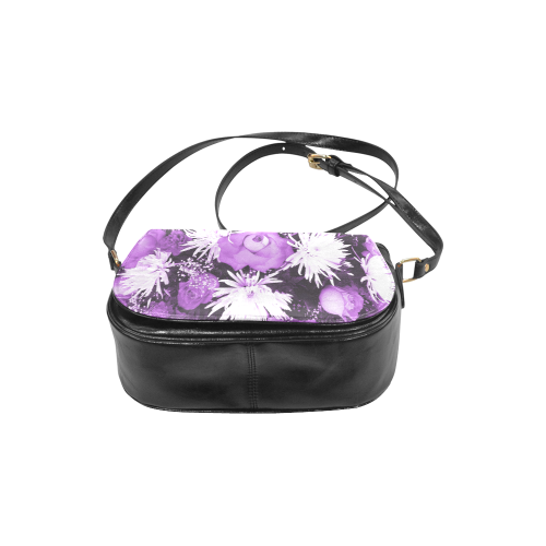 Violet Flowered Bouquet Classic Saddle Bag/Large (Model 1648)