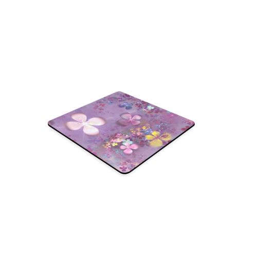 Modern abstract fractal colorful flower power Square Coaster