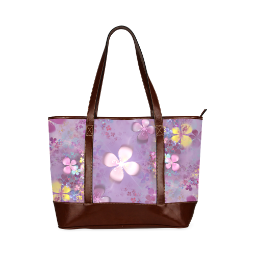 Modern abstract fractal colorful flower power Tote Handbag (Model 1642)