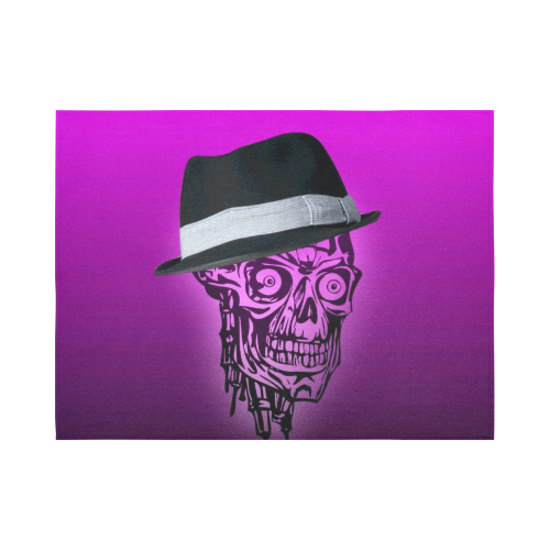 elegant skull with hat,hot pink Cotton Linen Wall Tapestry 80"x 60"