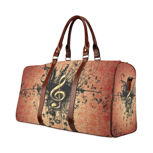 Wonderful clef with flowers Waterproof Travel Bag/Small (Model 1639)