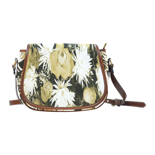 Golden Flowered Bouquet Saddle Bag/Large (Model 1649)