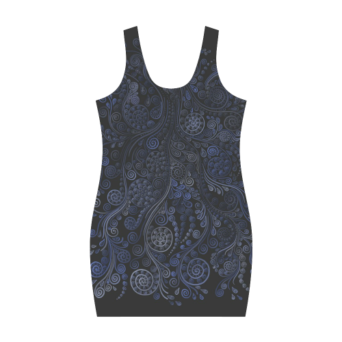 Ornamental Blue on Gray Medea Vest Dress (Model D06)