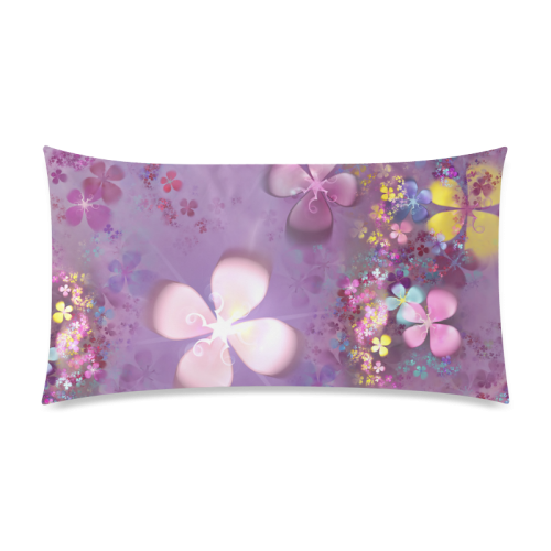 Modern abstract fractal colorful flower power Rectangle Pillow Case 20"x36"(Twin Sides)