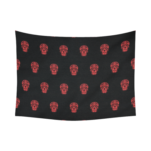 skull pattern red Cotton Linen Wall Tapestry 80"x 60"