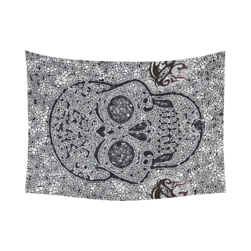 Mosaic Skull Cotton Linen Wall Tapestry 80"x 60"