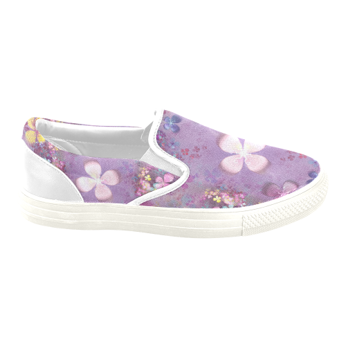 Modern abstract fractal colorful flower power Men's Unusual Slip-on Canvas Shoes (Model 019)