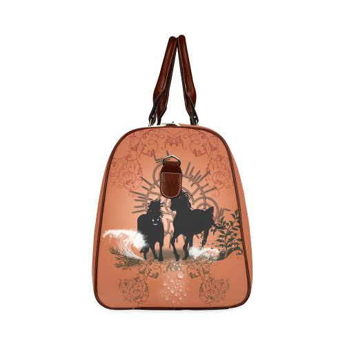 Black horses silhouette Waterproof Travel Bag/Small (Model 1639)