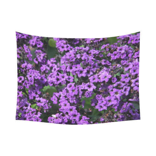 Purple Flowers Cotton Linen Wall Tapestry 80"x 60"