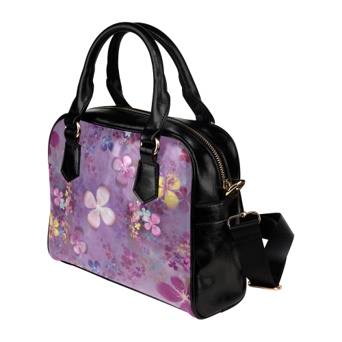 Modern abstract fractal colorful flower power Shoulder Handbag (Model 1634)