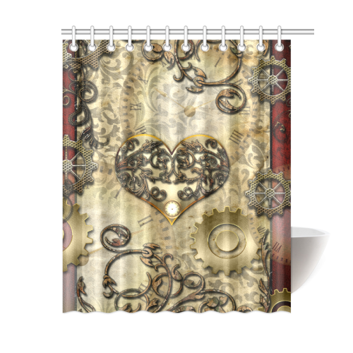 Steampunk, golden red design Shower Curtain 60"x72"