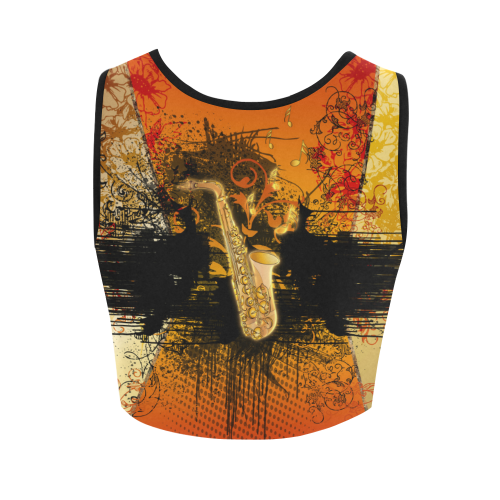 Music, saxophone Women's Crop Top (Model T42)