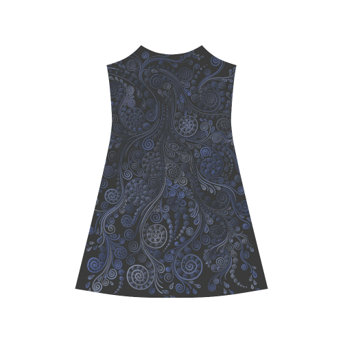 Ornamental Blue on Gray Alcestis Slip Dress (Model D05)