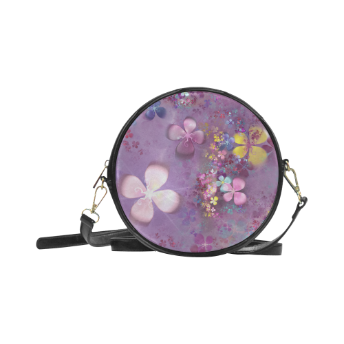 Modern abstract fractal colorful flower power Round Sling Bag (Model 1647)