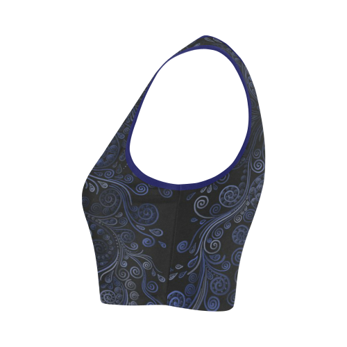 Ornamental Blue on Gray Women's Crop Top (Model T42)