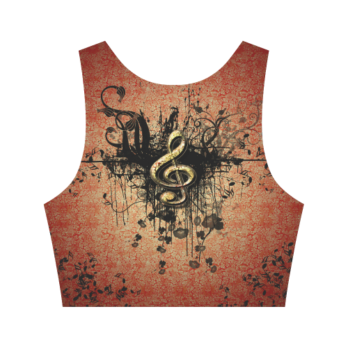 Wonderful clef with flowers Women's Crop Top (Model T42)