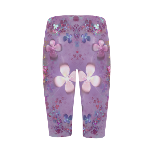 Modern abstract fractal colorful flower power Hestia Cropped Leggings (Model L03)