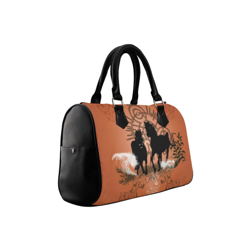 Black horses silhouette Boston Handbag (Model 1621)