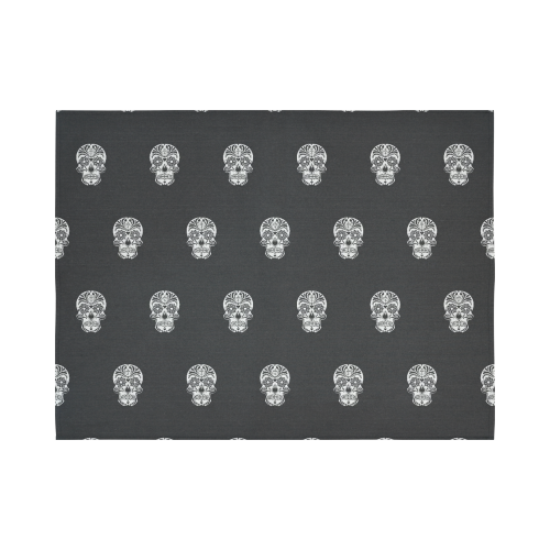 skull pattern bw Cotton Linen Wall Tapestry 80"x 60"