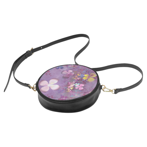 Modern abstract fractal colorful flower power Round Sling Bag (Model 1647)