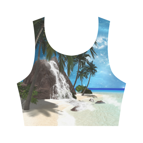 Seascape in the night Women's Crop Top (Model T42)