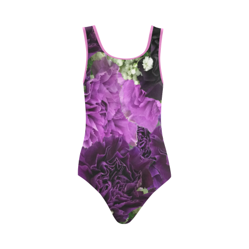 Little Purple Carnations Vest One Piece Swimsuit (Model S04)