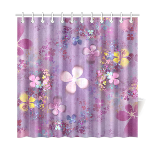 Modern abstract fractal colorful flower power Shower Curtain 72"x72"
