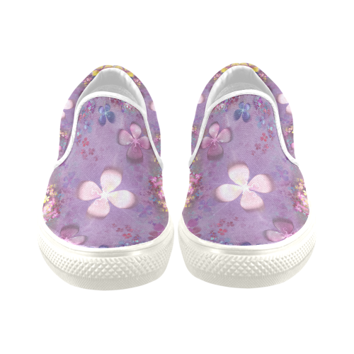 Modern abstract fractal colorful flower power Men's Unusual Slip-on Canvas Shoes (Model 019)