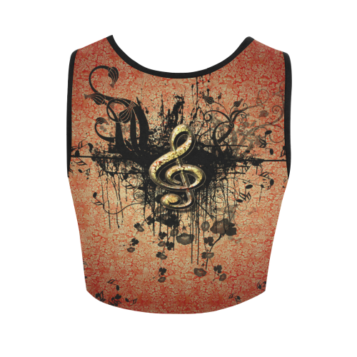 Wonderful clef with flowers Women's Crop Top (Model T42)