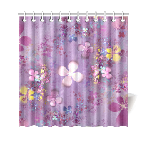 Modern abstract fractal colorful flower power Shower Curtain 69"x70"