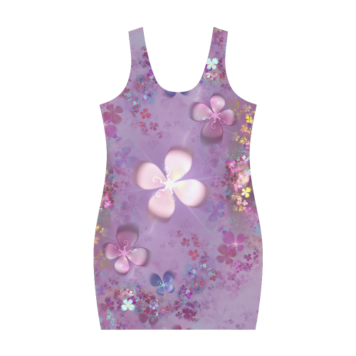 Modern abstract fractal colorful flower power Medea Vest Dress (Model D06)