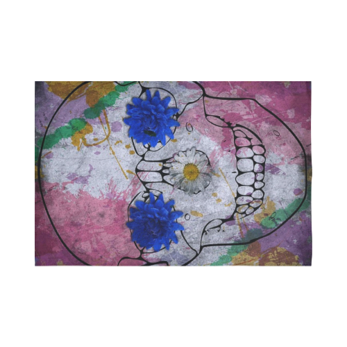 flower power skull Cotton Linen Wall Tapestry 90"x 60"