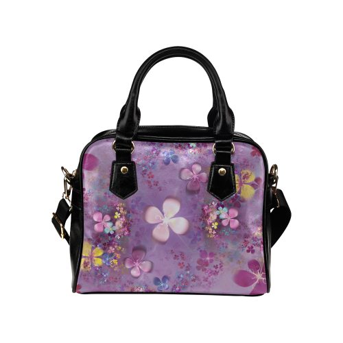 Modern abstract fractal colorful flower power Shoulder Handbag (Model 1634)