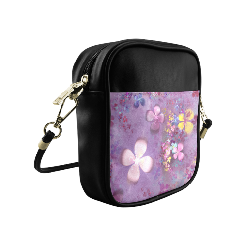 Modern abstract fractal colorful flower power Sling Bag (Model 1627)