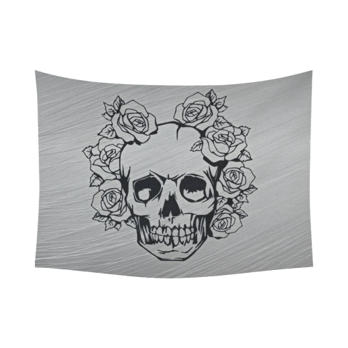 skull with roses Cotton Linen Wall Tapestry 80"x 60"