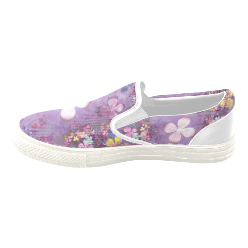 Modern abstract fractal colorful flower power Men's Unusual Slip-on Canvas Shoes (Model 019)