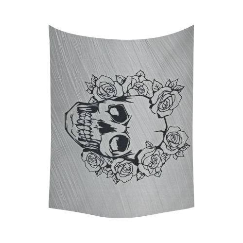 skull with roses Cotton Linen Wall Tapestry 80"x 60"