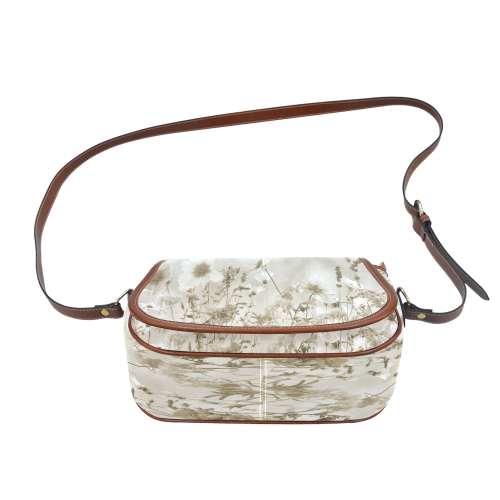 Beige Shaded Wildflowers Saddle Bag/Large (Model 1649)